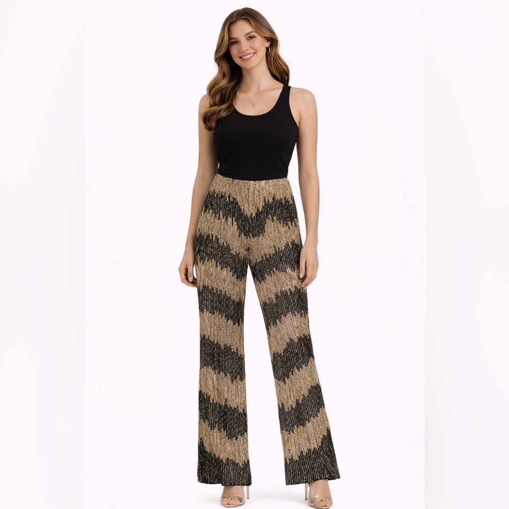 🖤 NWT! Chaudry 100% Silk Beaded Pants
